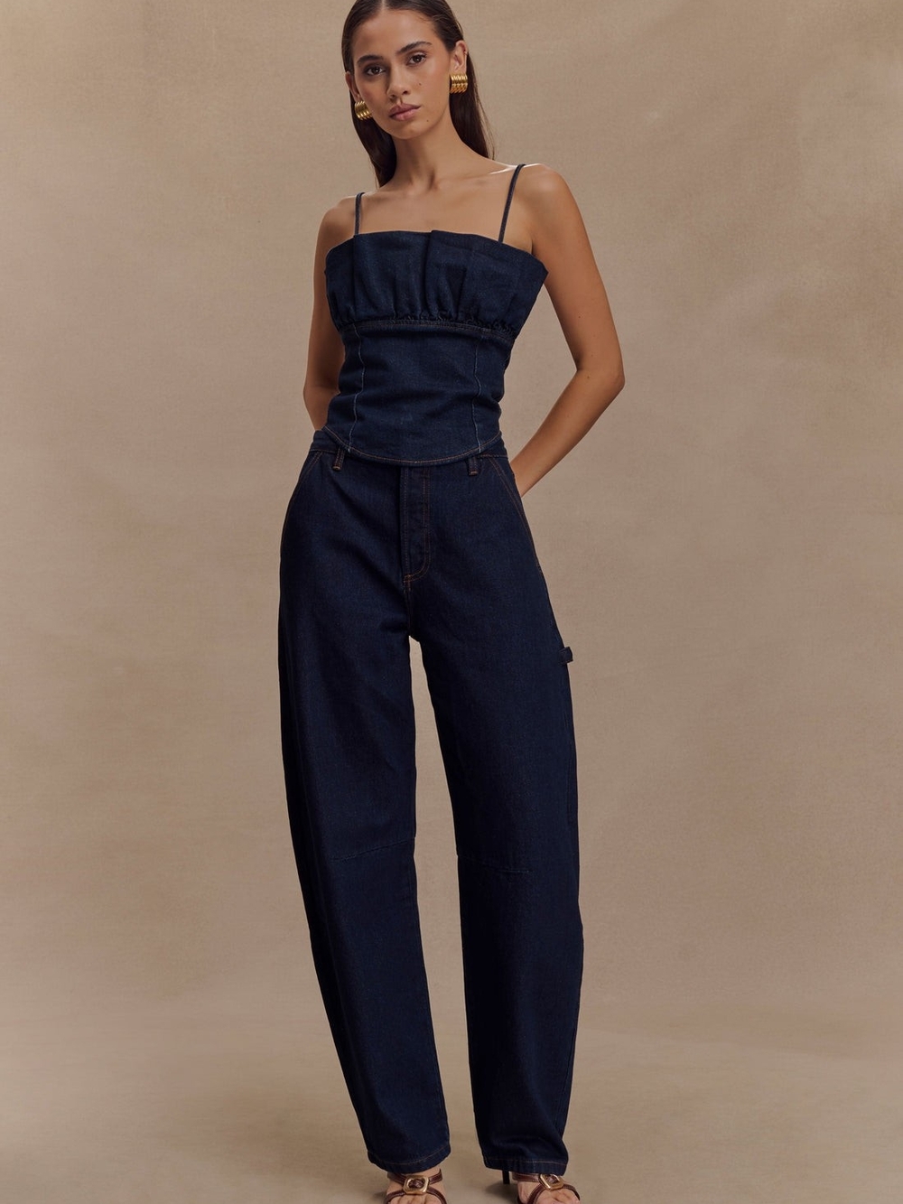 Meshki Cecilia Indigo Blue Denim Frill Corset Top (size M, but runs small) - Picture 8 of 11